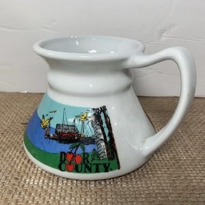Door County Wisconsin Painted Mug No Spill Souvenir Cup Cork Bottom Cherries
